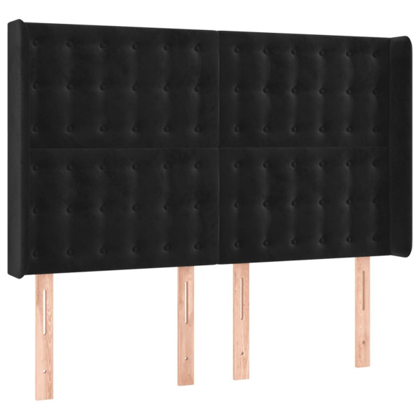 Wezgłowie Czarny 147 x 16 x 118/128 cm Aksamit vidaXL 520967