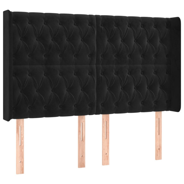 Wezgłowie Czarny 147 x 16 x 118/128 cm Aksamit vidaXL 523346