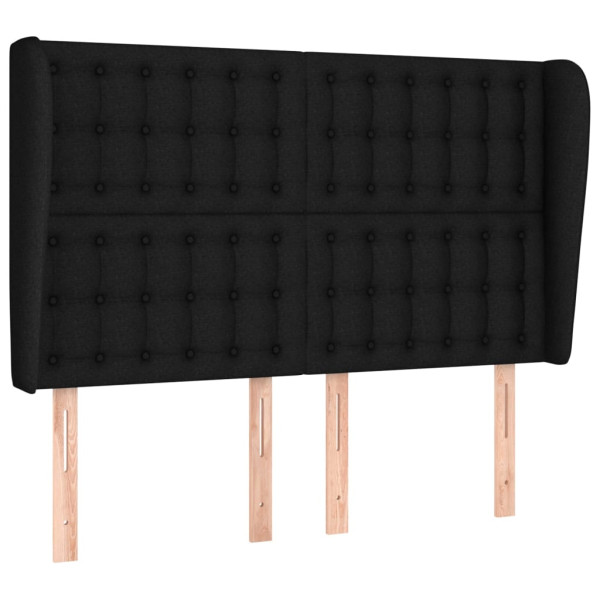 Wezgłowie Czarny 147 x 23 x 118/128 cm Tkanina vidaXL 521395