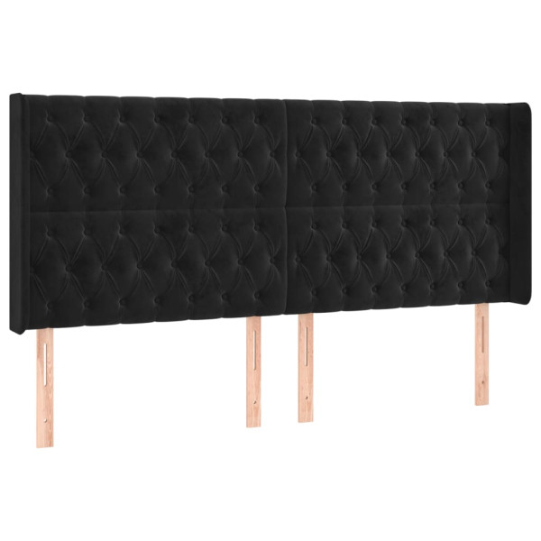 Wezgłowie Czarny 183 x 16 x 118/128 cm Aksamit vidaXL 522089