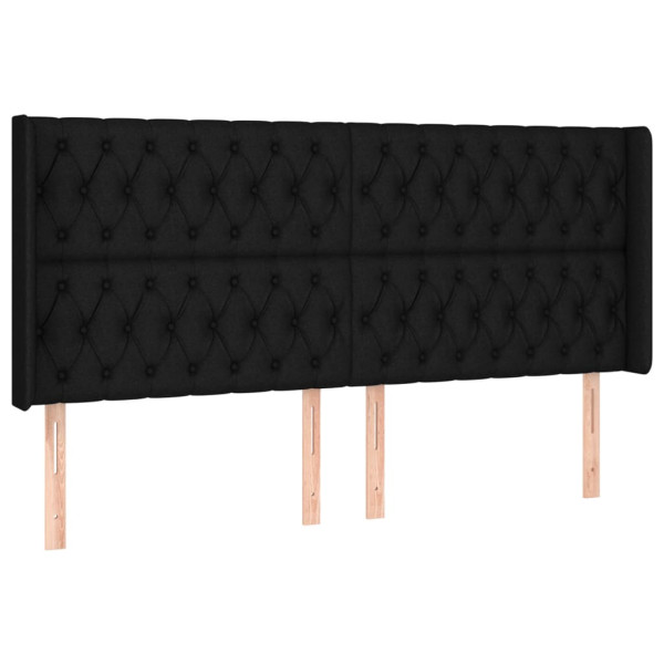 Wezgłowie Czarny 203 x 16 x 118/128 cm Tkanina vidaXL 531870
