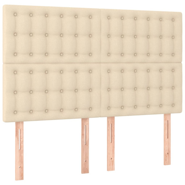 Wezgłowie Kremowy 144 x 5 x 118/128 cm Tkanina vidaXL 533552