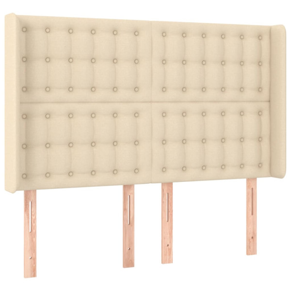 Wezgłowie Kremowy 147 x 16 x 118/128 cm Tkanina vidaXL 532599