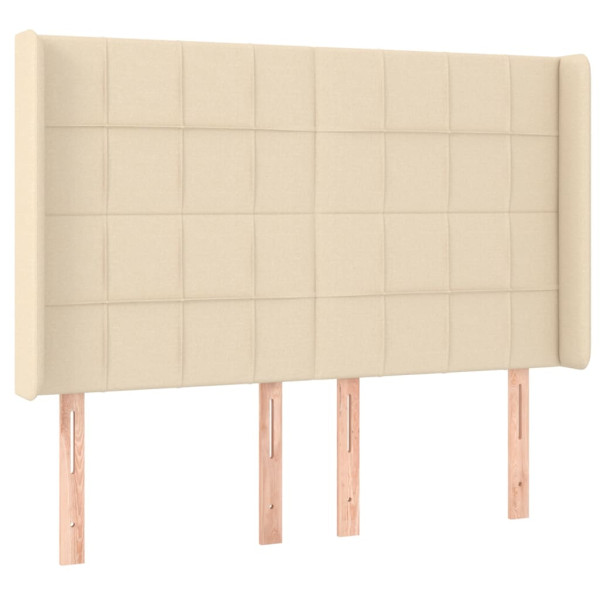 Wezgłowie Kremowy 147 x 16 x 118/128 cm Tkanina vidaXL 532980