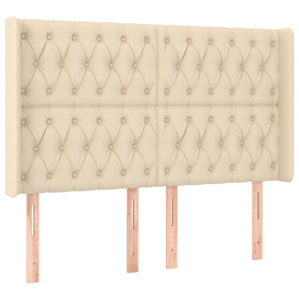 Wezgłowie Kremowy 147 x 16 x 118/128 cm Tkanina vidaXL 533418