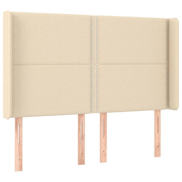 Wezgłowie Kremowy 147 x 16 x 118/128 cm Tkanina vidaXL 380021