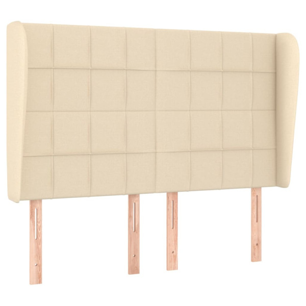 Wezgłowie Kremowy 147 x 23 x 118/128 cm Tkanina vidaXL 532800