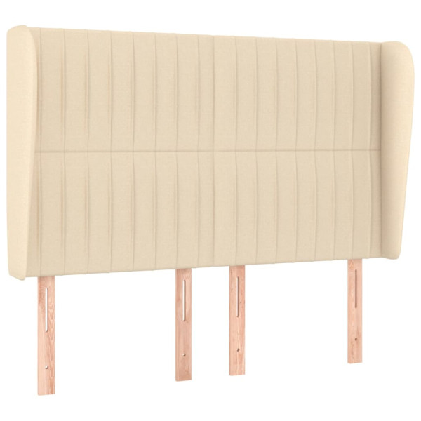 Wezgłowie Kremowy 147 x 23 x 118/128 cm Tkanina vidaXL 616827
