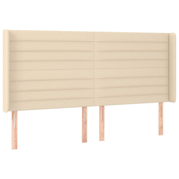 Wezgłowie Kremowy 163 x 16 x 118/128 cm Tkanina vidaXL 523267