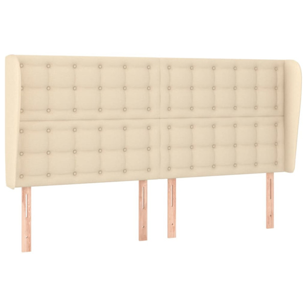 Wezgłowie Kremowy 163 x 23 x 118/128 cm Tkanina vidaXL 533171