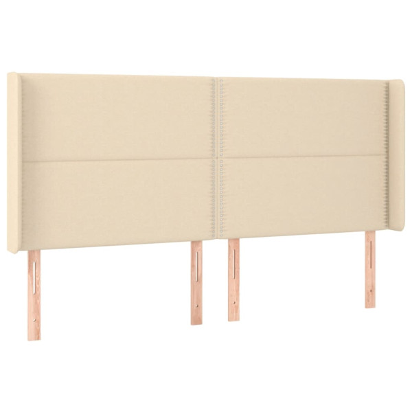 Wezgłowie Kremowy 183 x 16 x 118/128 cm Tkanina vidaXL 523167