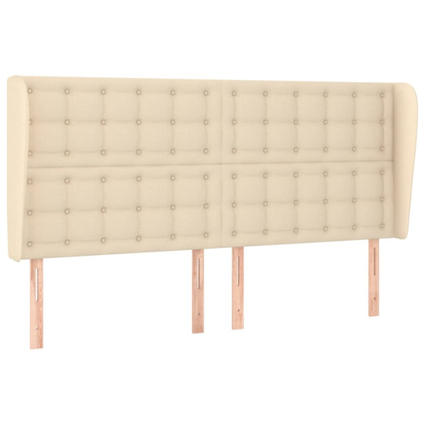 Wezgłowie Kremowy 203 x 23 x 118/128 cm Tkanina vidaXL 533165