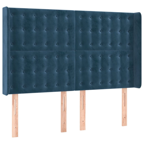 Wezgłowie Niebieski 147 x 16 x 118/128 cm Aksamit vidaXL 379873