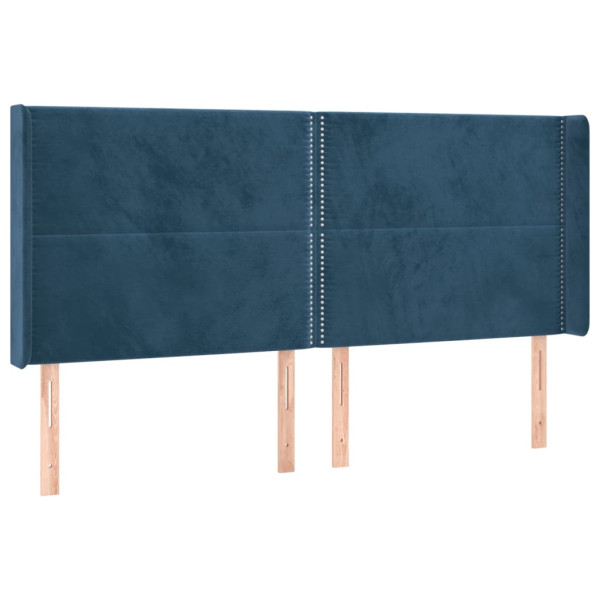 Wezgłowie Niebieski 163 x 16 x 118/128 cm Aksamit vidaXL 380775