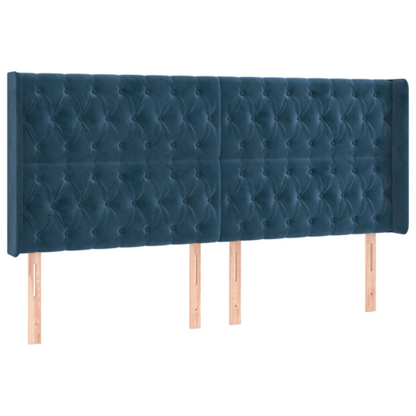 Wezgłowie Niebieski 203 x 16 x 118/128 cm Aksamit vidaXL 380054