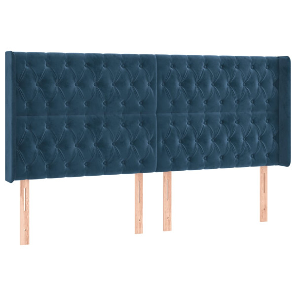 Wezgłowie Niebieski 203 x 16 x 118/128 cm Aksamit vidaXL 519570