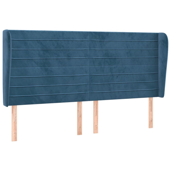 Wezgłowie Niebieski 203 x 23 x 118/128 cm Aksamit vidaXL 380044