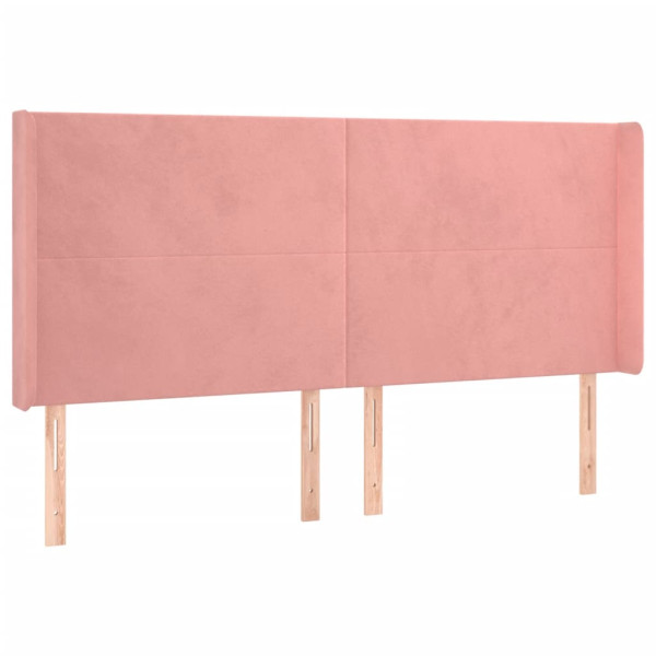 Wezgłowie Różowe 203 x 16 x 118/128 cm Aksamit vidaXL 533154