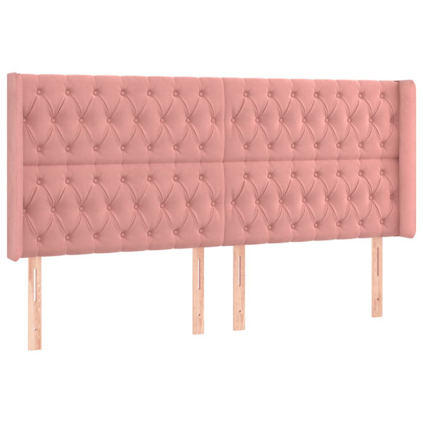 Wezgłowie Różowe 203 x 16 x 118/128 cm Aksamit vidaXL 519567