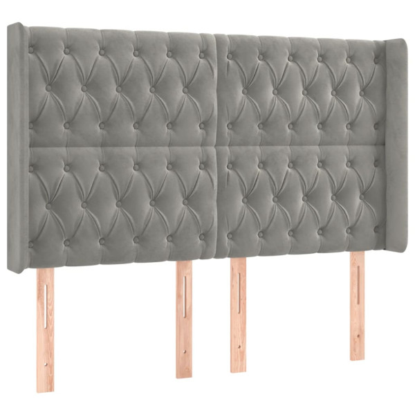 Wezgłowie Szary 147 x 16 x 118/128 cm Aksamit vidaXL 523347