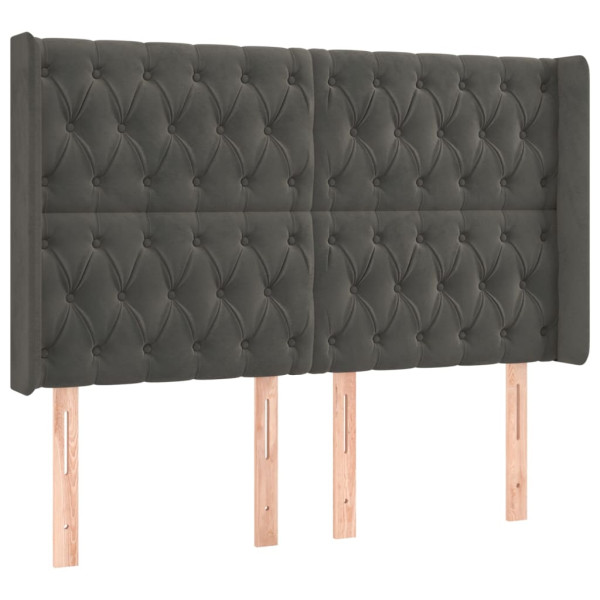 Wezgłowie Szary 163 x 16 x 118/128 cm Aksamit vidaXL 521153