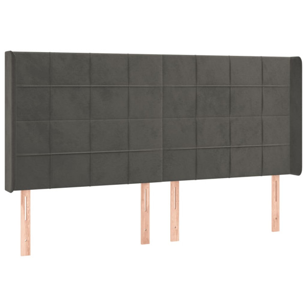 Wezgłowie Szary 163 x 16 x 118/128 cm Aksamit vidaXL 532994
