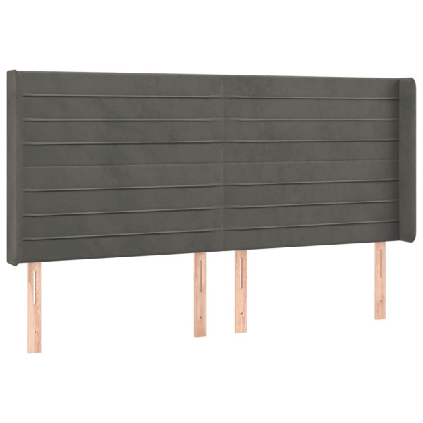 Wezgłowie Szary 163 x 16 x 118/128 cm Aksamit vidaXL 523329