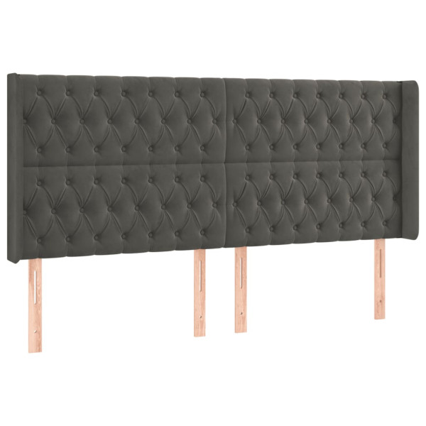 Wezgłowie Szary 183 x 16 x 118/128 cm Aksamit vidaXL 522152