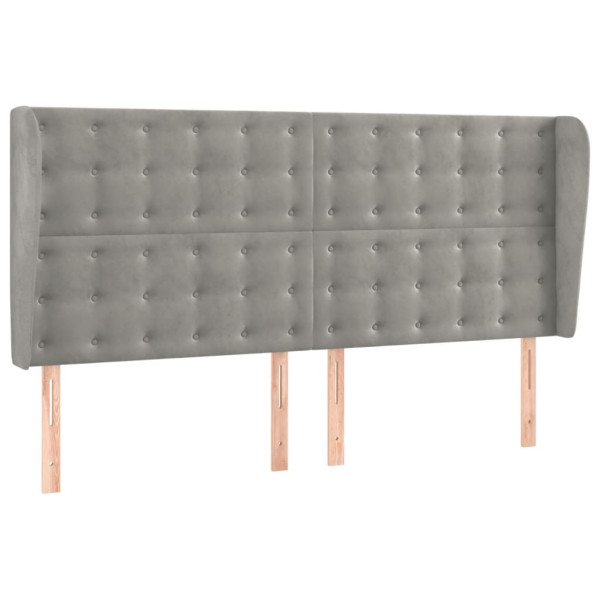 Wezgłowie Szary 183 x 23 x 118/128 cm Aksamit vidaXL 380051