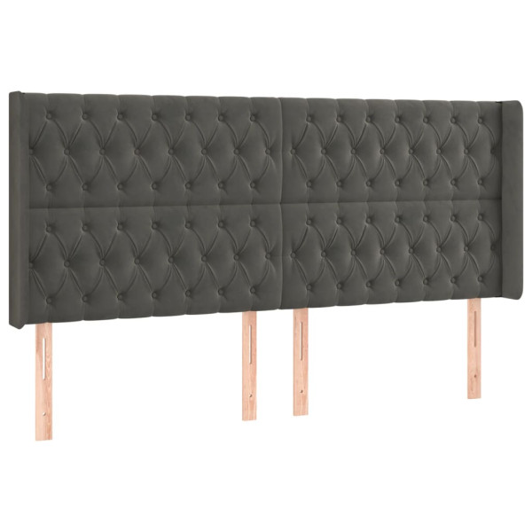 Wezgłowie Szary 203 x 16 x 118/128 cm Aksamit vidaXL 519576