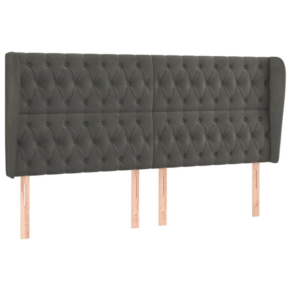 Wezgłowie Szary 203 x 23 x 118/128 cm Aksamit vidaXL 522158